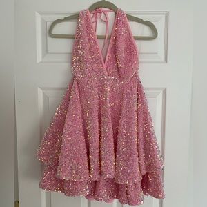 Pink sequin mini dress, never been worn!